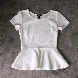 White Peplum Top